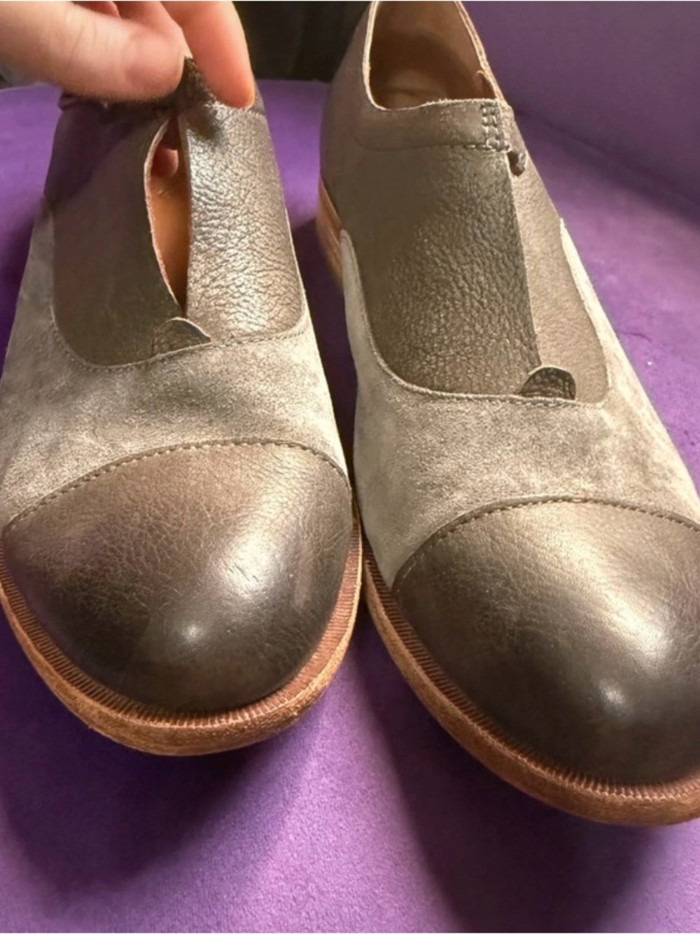 Women’s Kork-Ease Two-Tone Leather Oxford Shoes Gray Charcoal Size 8.5 M - Picture 6 of 8